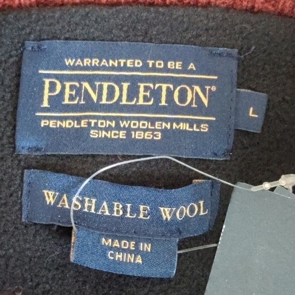 Pendleton 100% Washable Shetland Wool Red Full Zip Vest Jacket size Large - Picture 5 of 7